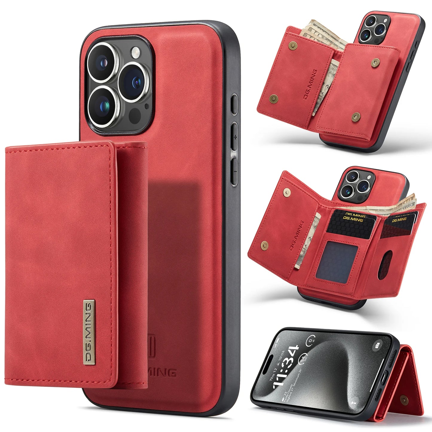 Case For iPhone 16 15 14 13 12 11 Pro Max Plus XS Max XR 8 7 Plus SE 2022 2020 Wallet Magnetic Leather Card Holder Pocket Cover