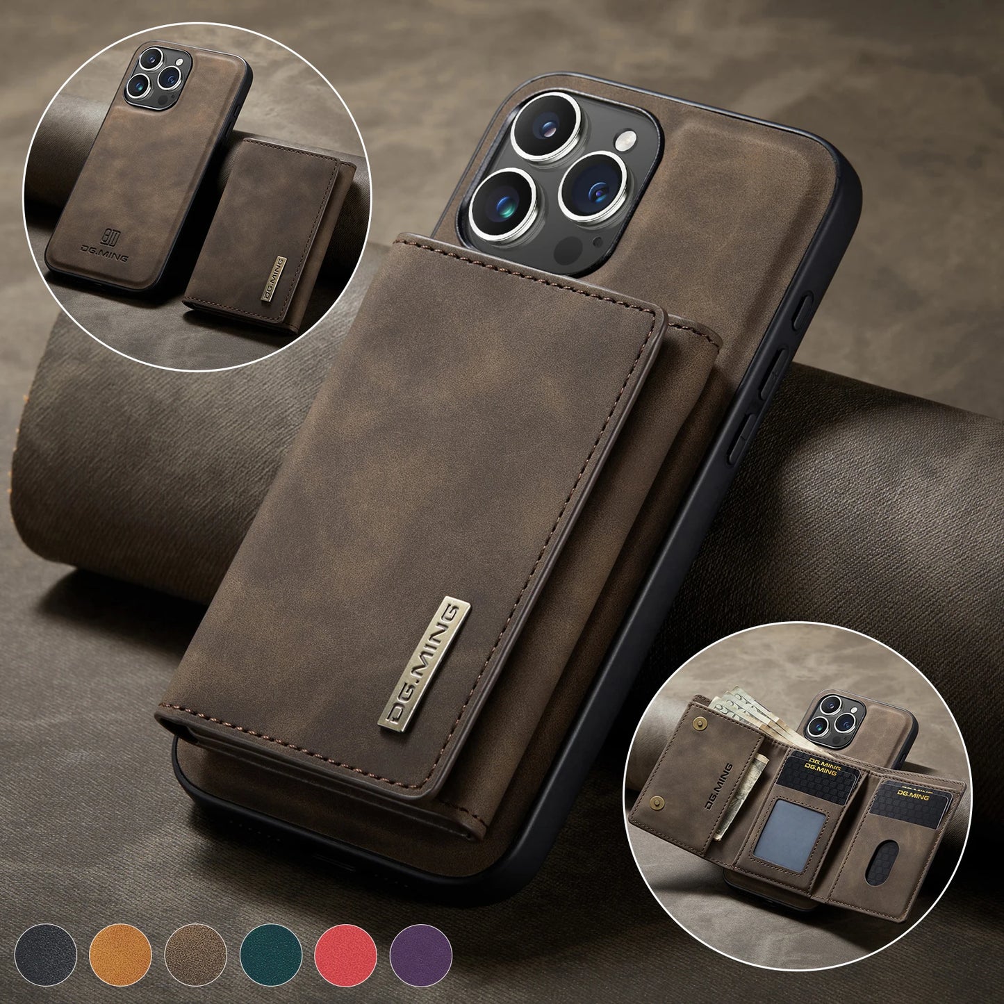 Case For iPhone 16 15 14 13 12 11 Pro Max Plus XS Max XR 8 7 Plus SE 2022 2020 Wallet Magnetic Leather Card Holder Pocket Cover