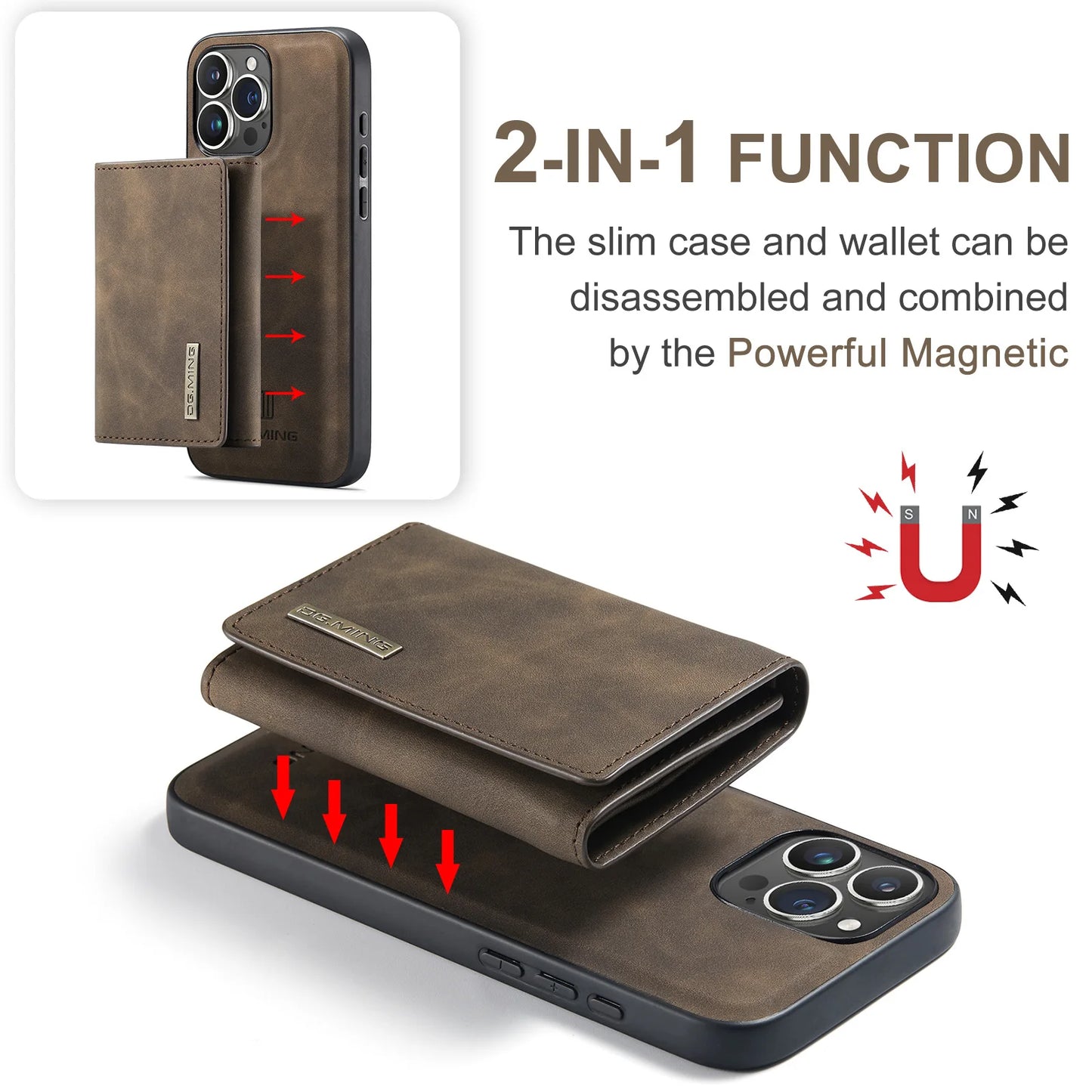 Case For iPhone 16 15 14 13 12 11 Pro Max Plus XS Max XR 8 7 Plus SE 2022 2020 Wallet Magnetic Leather Card Holder Pocket Cover