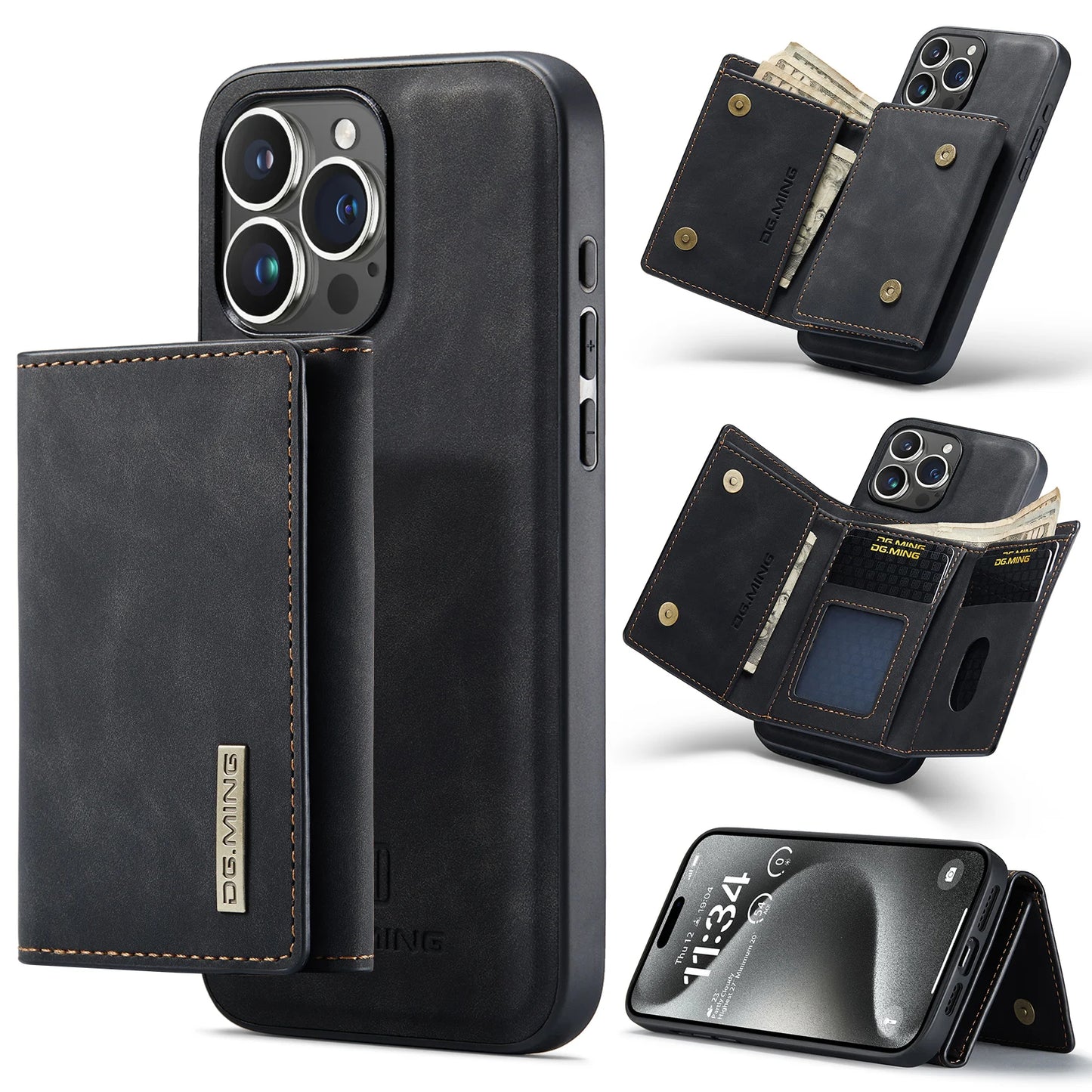 Case For iPhone 16 15 14 13 12 11 Pro Max Plus XS Max XR 8 7 Plus SE 2022 2020 Wallet Magnetic Leather Card Holder Pocket Cover